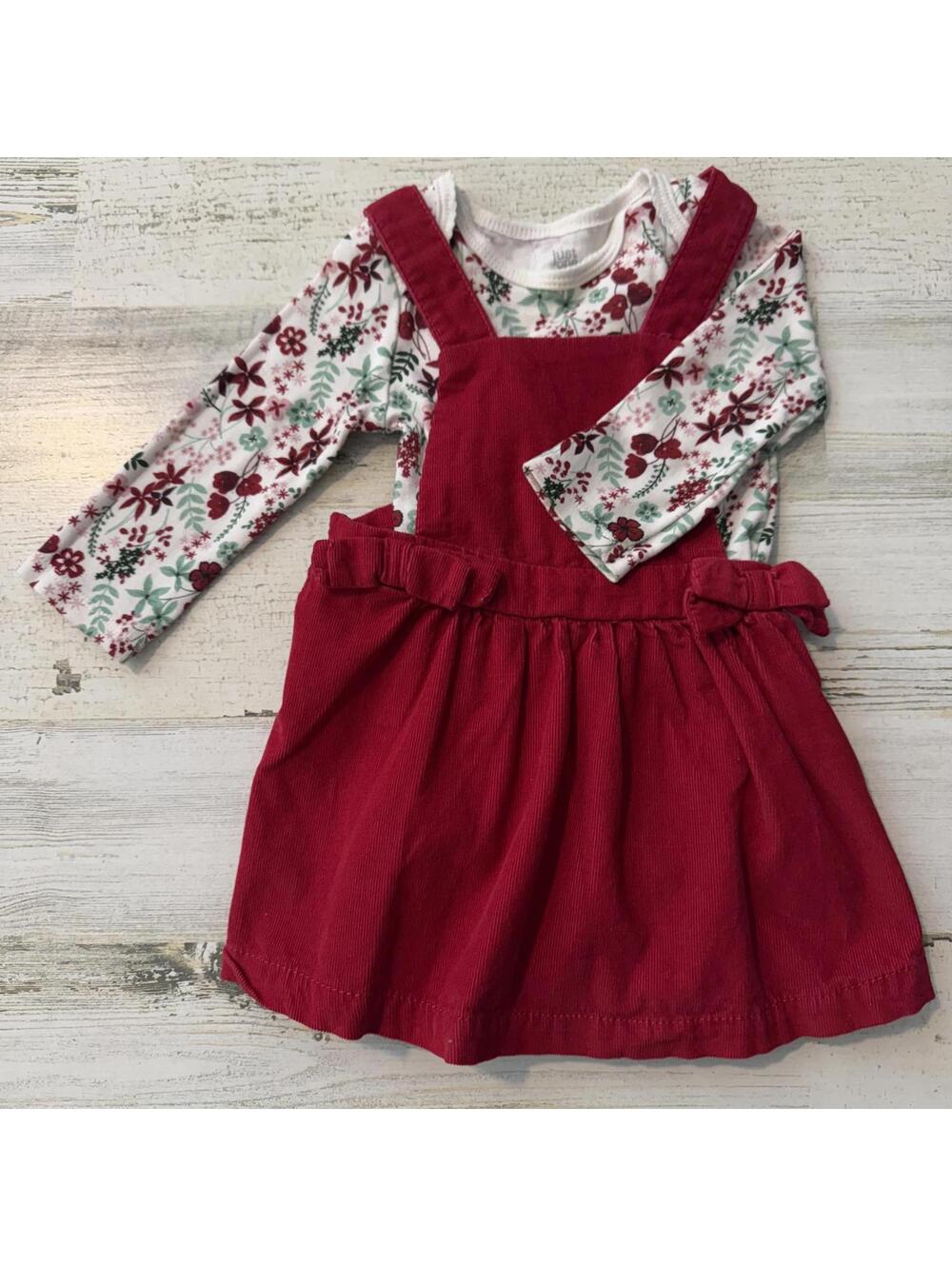 Just One You Girls 9 Months Red Corduroy Pinafore Dress